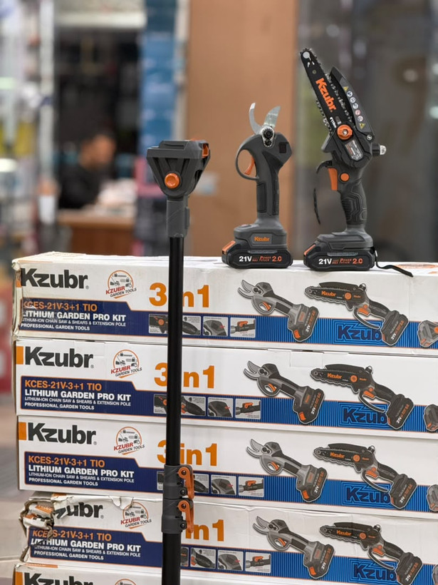 پک دوقلو قیچی و اره شارژی زوبر مدل KCES-21V-3+1 با دسته تلسکوپی